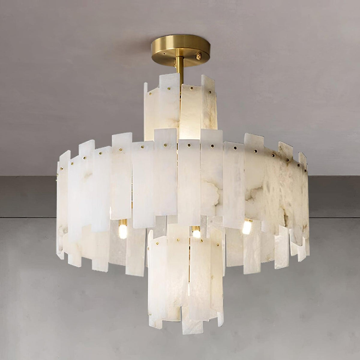 Regina Alabaster Chandelier – Elegant Brass & White Alabaster Light Fixture