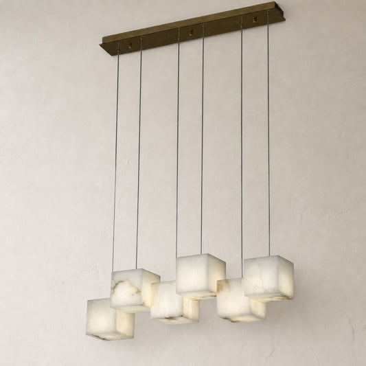 Alabaster Cubic Linear Chandelier