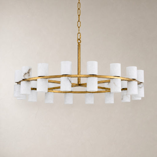 Alabaster Goblet Duo Ring Chandelier