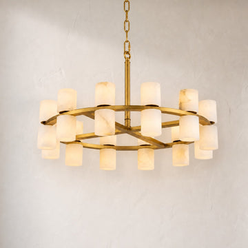 Alabaster Goblet Duo Round Chandelier