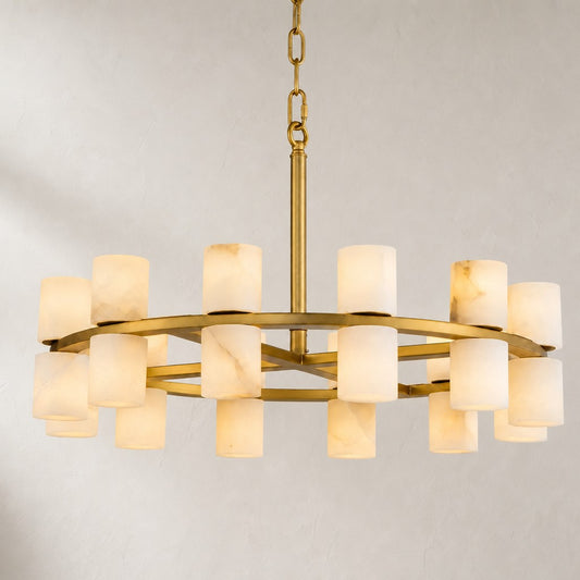 Alabaster Goblet Duo Round Chandelier