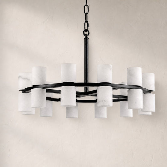 Alabaster Goblet Duo Round Pendant Light