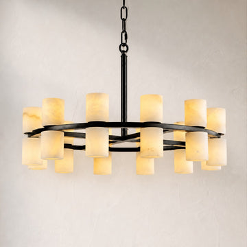 Alabaster Goblet Duo Round Pendant Light