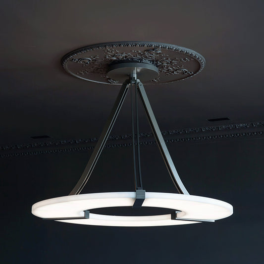 Alabaster Halo Pendant Light – Black & White LED Chandelier