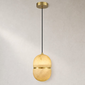 Alabaster Oval Pendant 5.9" D 7.1" D