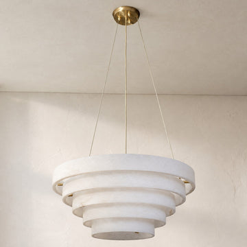 Alabaster Round Suspension Chandelier 52''