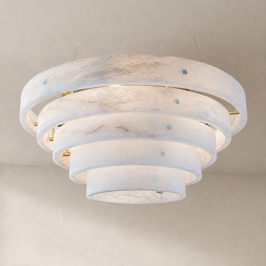 Alabaster Round Suspension Chandelier 52''