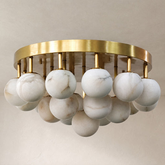 Alabaster Semi Flush Mount with Etched Opal Marble Shades