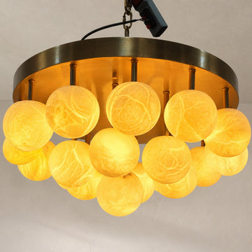 Alabaster Semi Flush Mount with Etched Opal Marble Shades