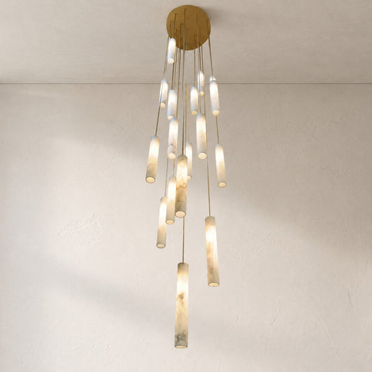Alabaster Tube Staircase Chandelier