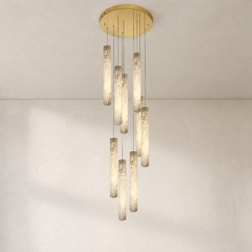 Alabaster Tube Staircase Chandelier