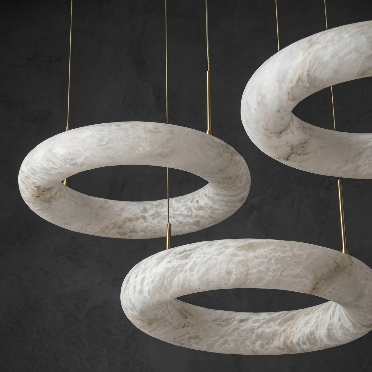 Alabaster Round Chandelier in a dining room