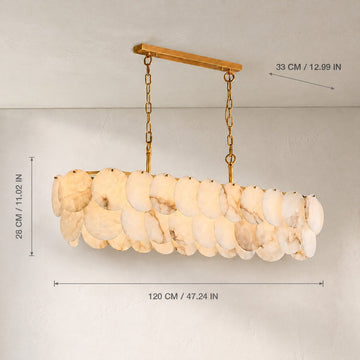 Art Deco Spanish Alabaster Linear Chandelier, 47.24 inch