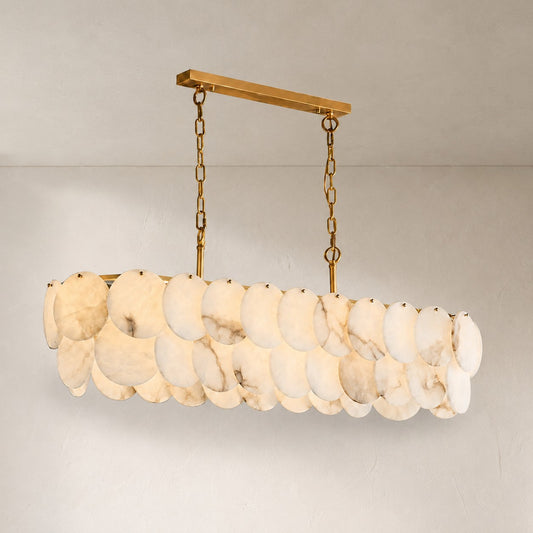 Art Deco Spanish Alabaster Linear Chandelier, 47.24 inch