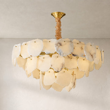 Art Deco Spanish Alabaster Tiered Chandelier, 17.7 inch