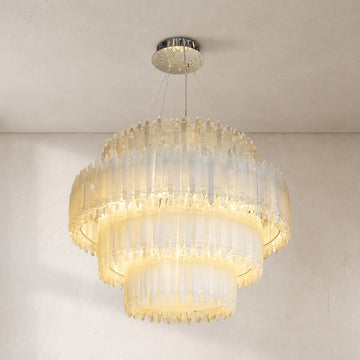 Art Selenite Layer Round Chandelier