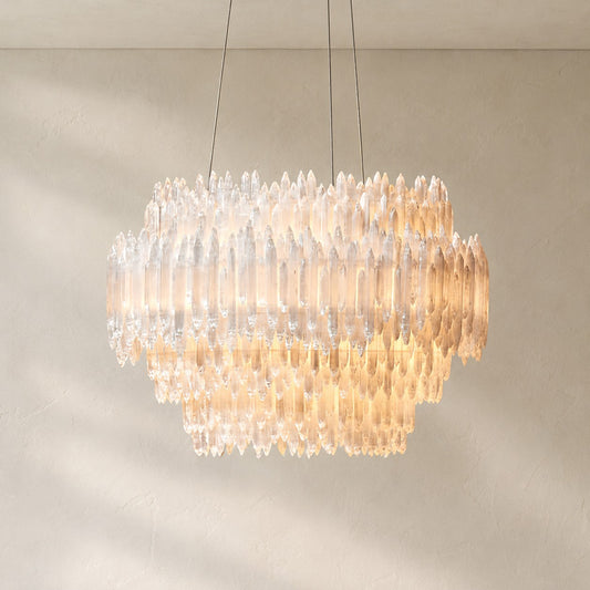 Art Selenite Layer Round Chandelier
