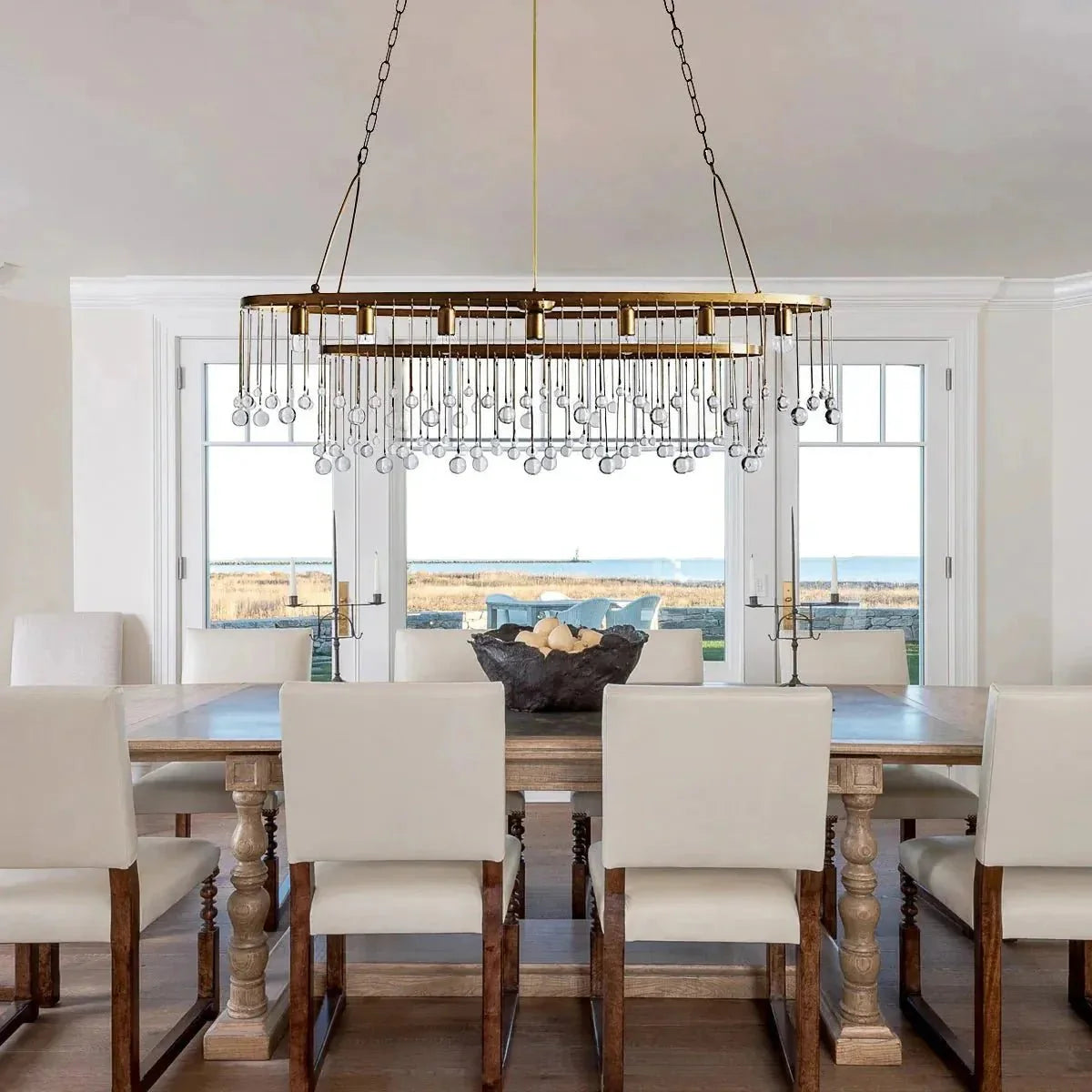 Aubrey 7 Light Oval Chandelier - Brass