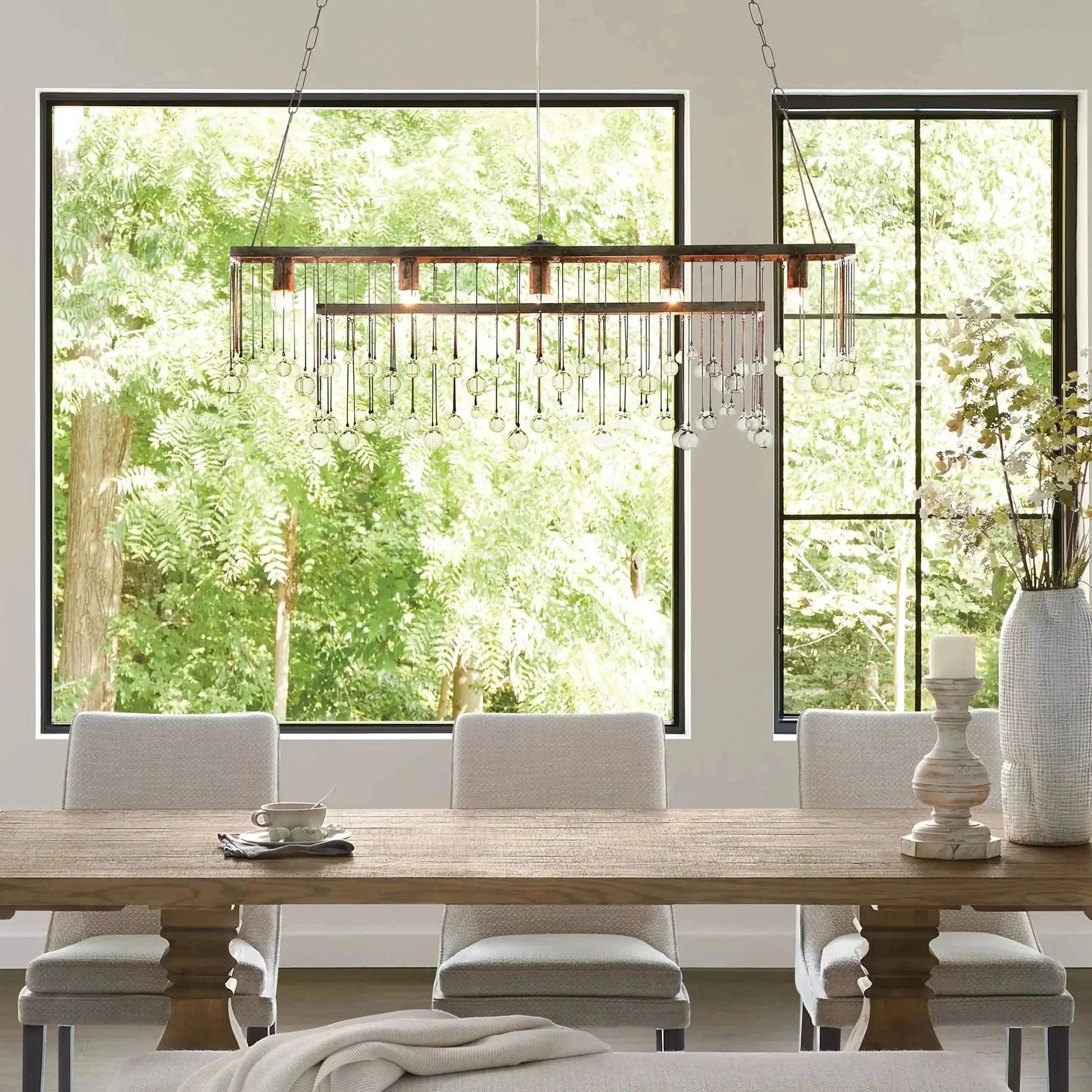 Aubrey Rectangular Chandelier 47''60'' - 60‘’Silver