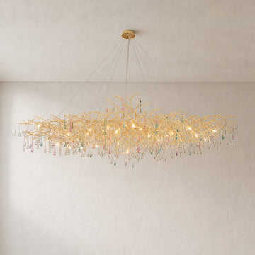Avis Colorful Crystal Rain Aluminum Branch Chandelier
