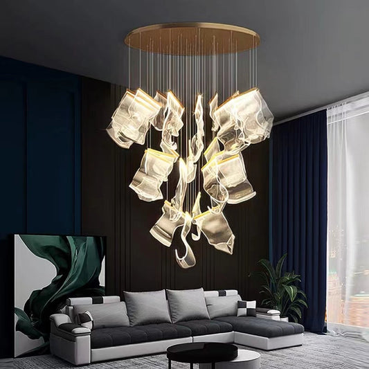 Lamer Lighting Grand Lumina Acrylic Chandelier - grand American foyer with two-story ceiling