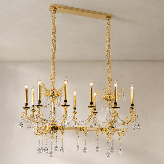 Baroque Silver Crystal 8-Light Candle Chandelier, 33.5 Inch
