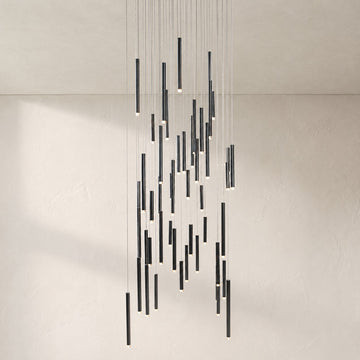 Bellini Round Metal Tubular Pendant Light Chandelier