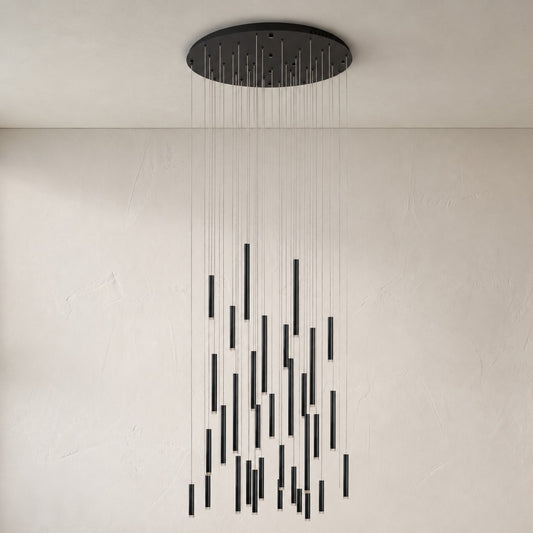 Bellini Round Metal Tubular Pendant Light Chandelier