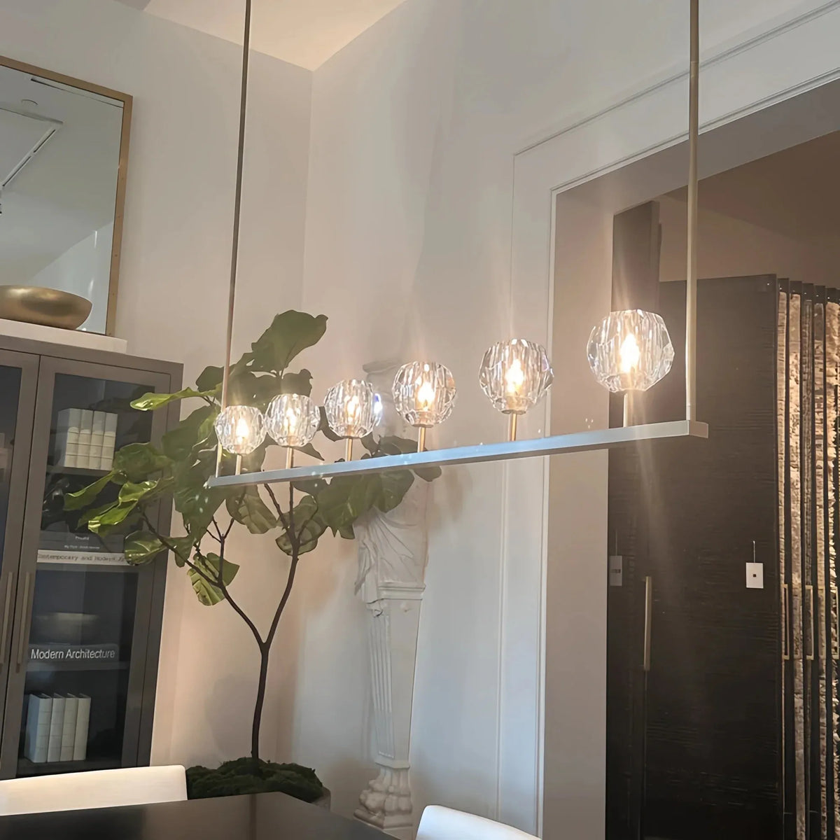 Bouble De Crystal Ball Linear Chandelier 48" 60"-Lamerlighting