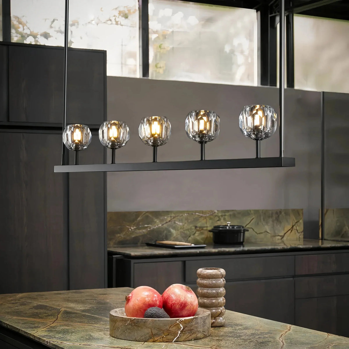 Bouble De Crystal Ball Linear Chandelier 48" 60"-Lamerlighting