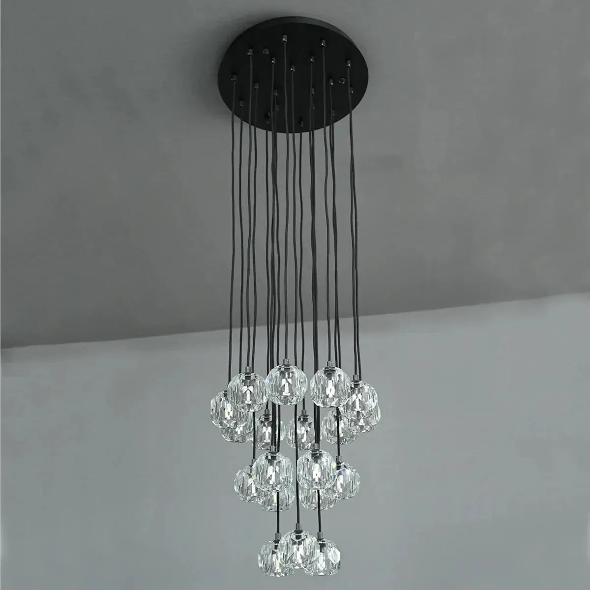 Bouble De Crystal Round Cluster Chandelier-Lamerlighting
