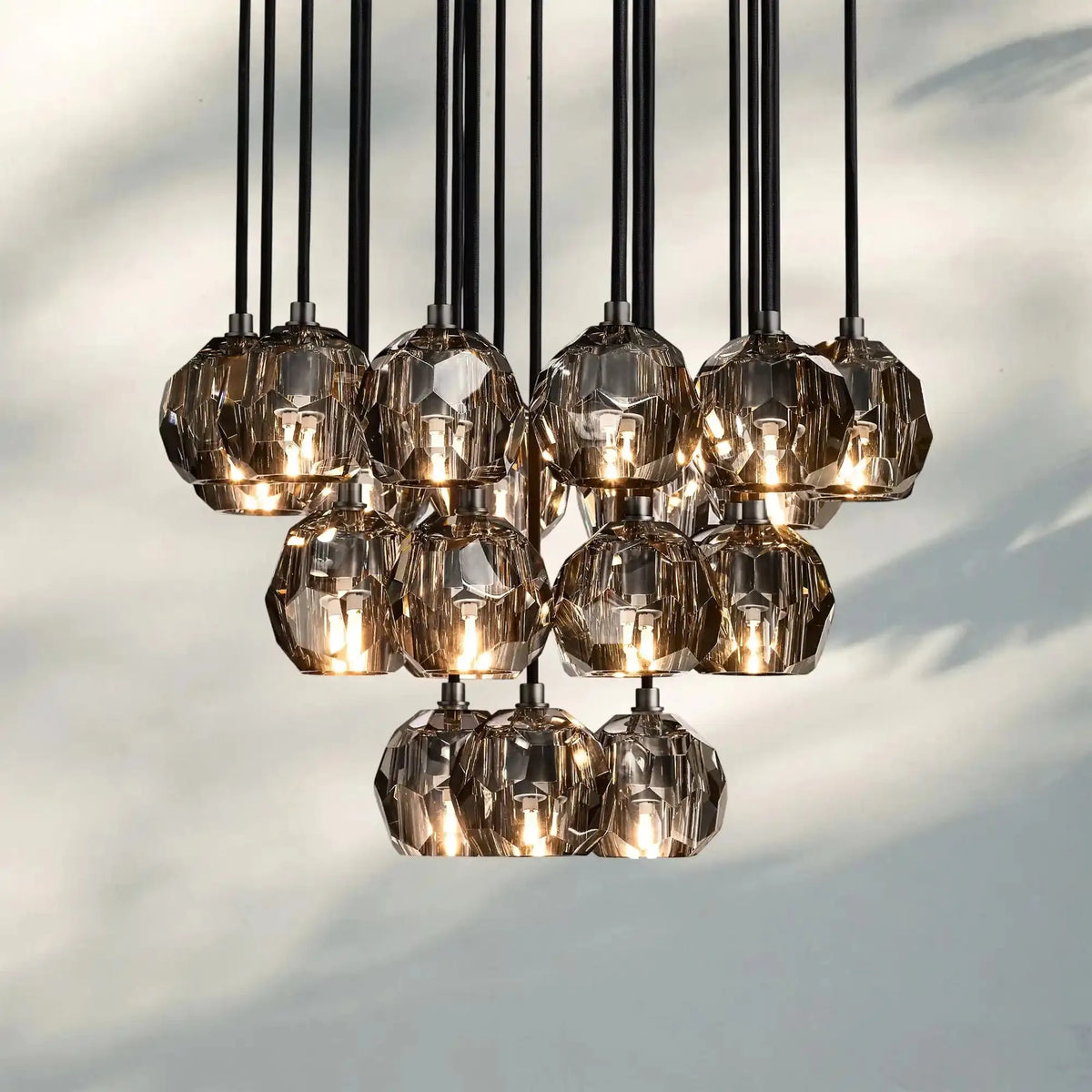 Bouble De Crystal Round Cluster Chandelier-Lamerlighting
