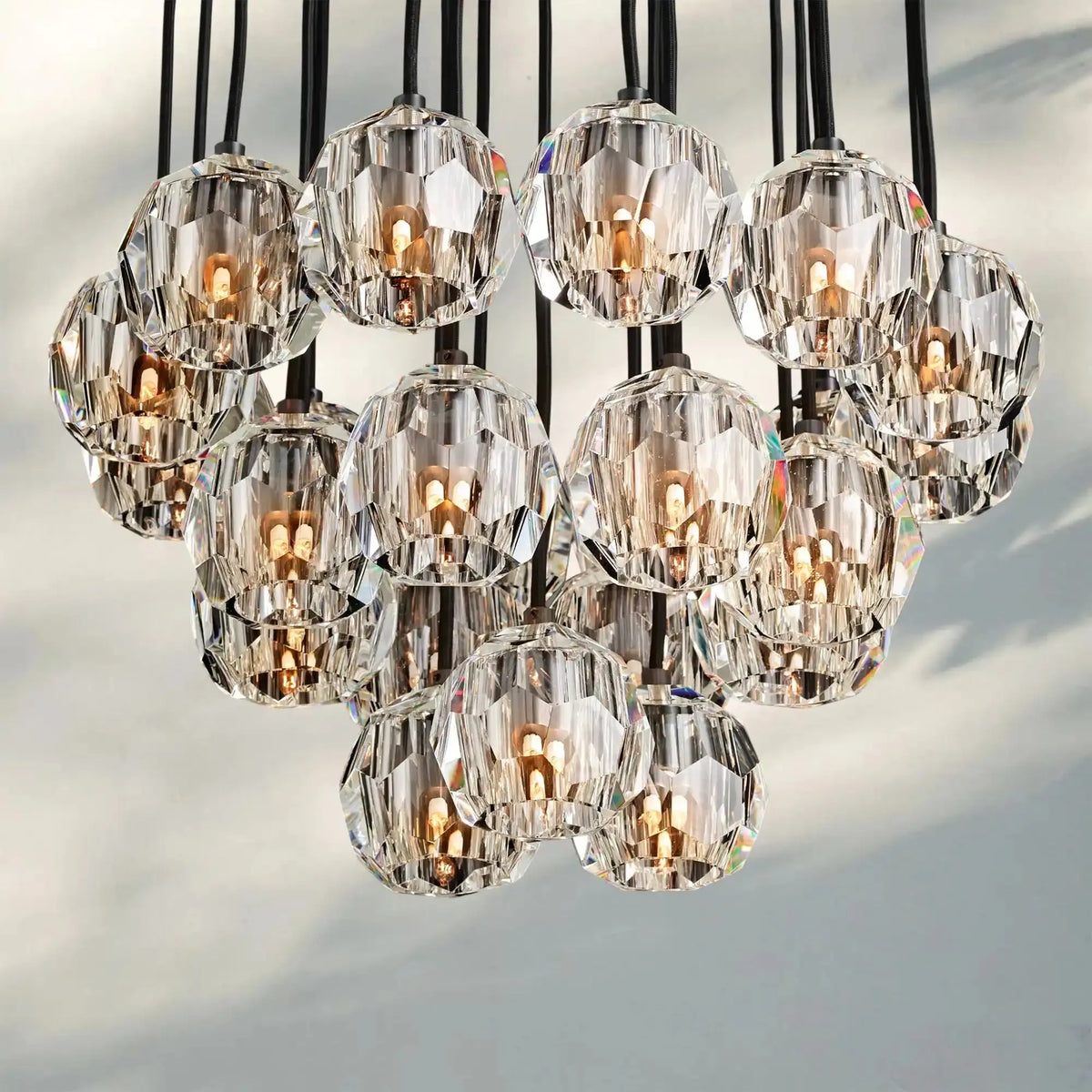 Bouble De Crystal Round Cluster Chandelier-Lamerlighting
