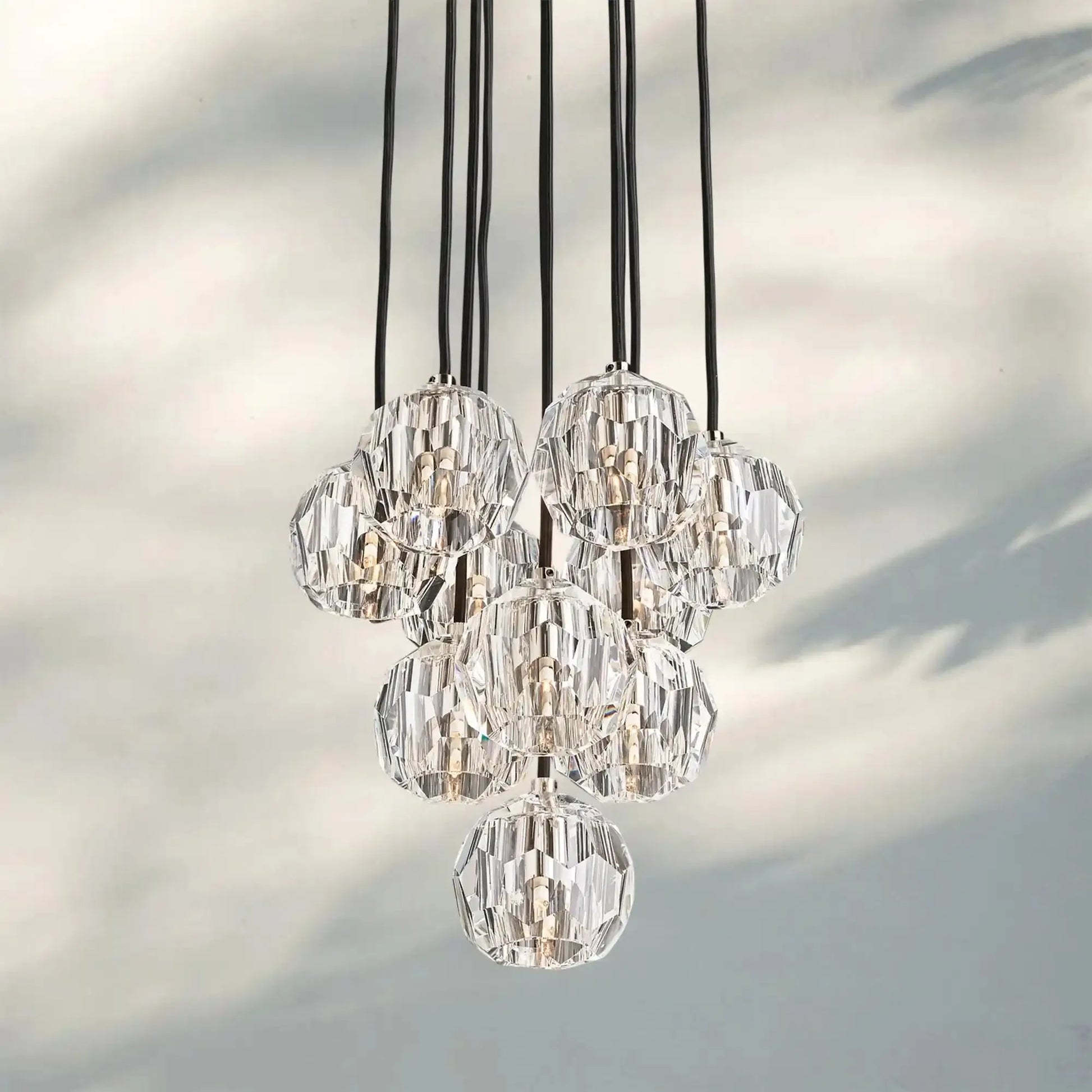 Bouble De Crystal Round Cluster Chandelier-Lamerlighting