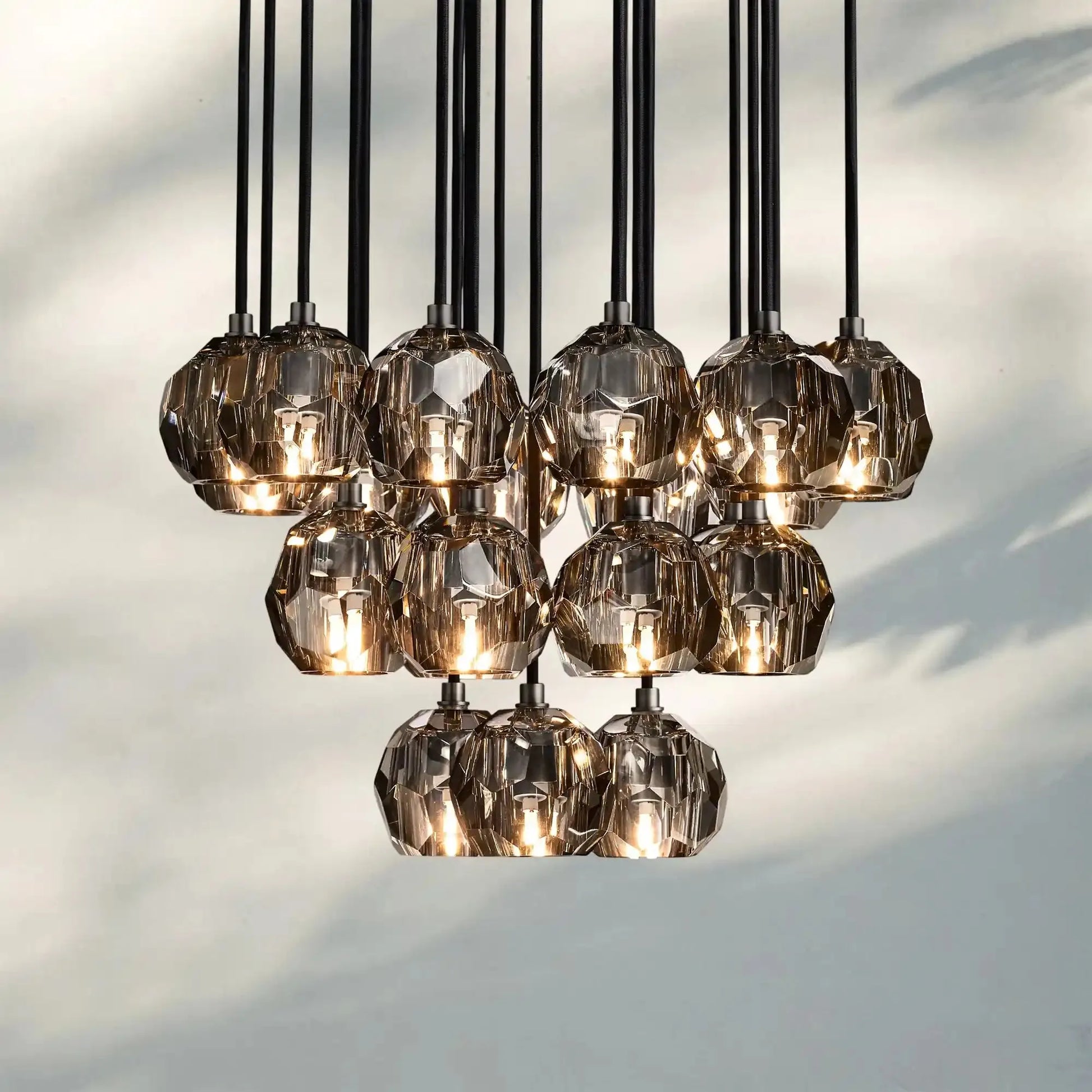 Bouble De Crystal Round Cluster Chandelier-Lamerlighting