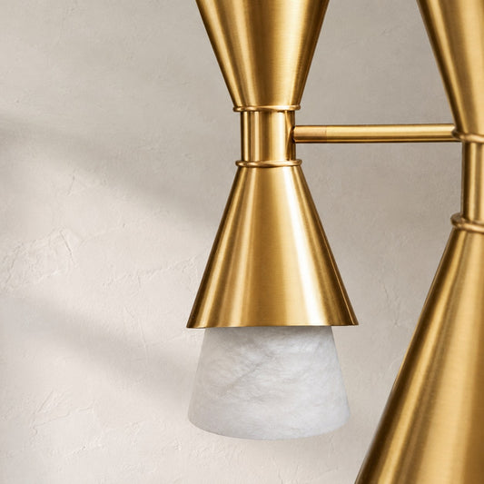 Brass with Alabaster Cones Chandelier