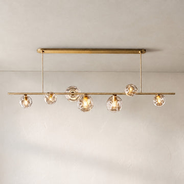 Bubeline Clear Glass Linear Chandelier 61'' 79''for Dining room