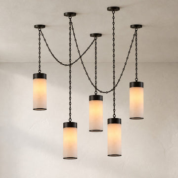 Cascading Chain Cylinder Chandelier