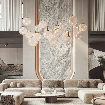 Casens Modern Linear Chandelier - Hand - Blown Glass Globe Pendant Light for Dining Table & Kitchen Island - 55" 10 - LightCrackle-Lamerlighting