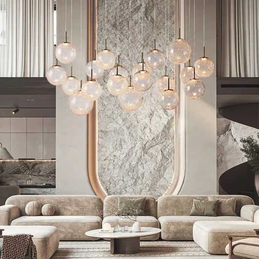 Casens Modern Linear Chandelier - Hand - Blown Glass Globe Pendant Light for Dining Table & Kitchen Island - 55" 10 - LightCrackle-Lamerlighting