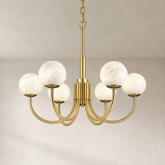 Celestial Alabaster Brass Chandelier
