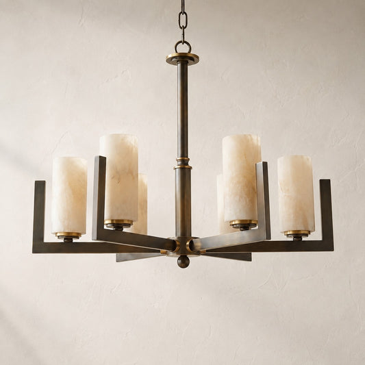 Classic Black and Alabaster Pendant Light, 33.1 Inch