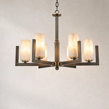 Classic Black and Alabaster Pendant Light, 33.1 Inch