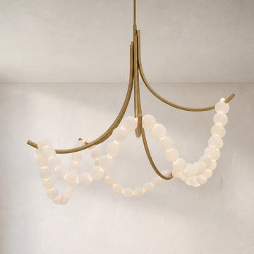 Cluster String Alabaster Beads Semi Flush Chandelier