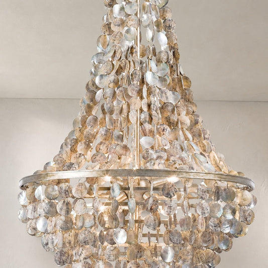Coastal Capiz Shell 6-Light Pendant Light, 25.5 inch