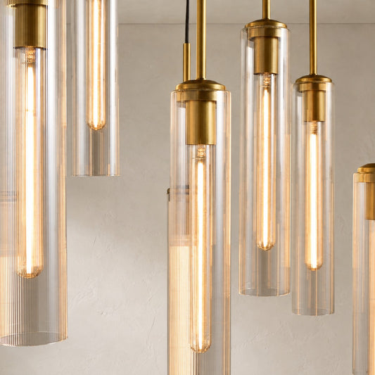 Colleena Linear Chandelier Fluted Glass