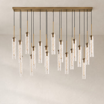 Colleena Linear Chandelier Hammered Glass