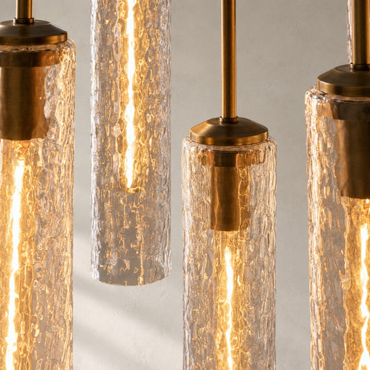 Colleena Linear Chandelier Hammered Glass
