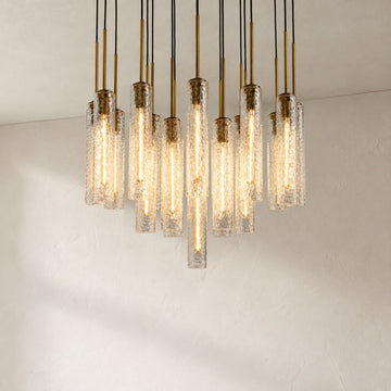 Colleena Round Chandelier Hammered Glass