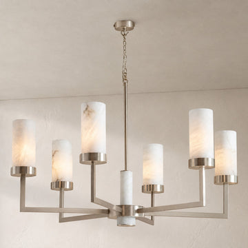 Contemporary  Alabaster 6-arm Compass Chandelier